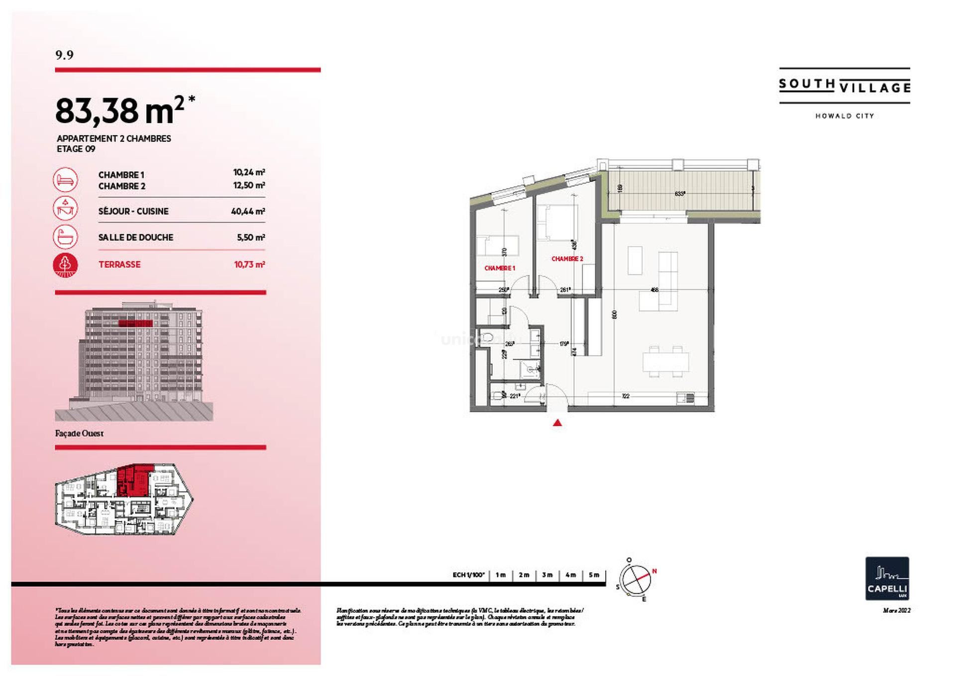 Appartement en vente à Howald  - 83.38m²
